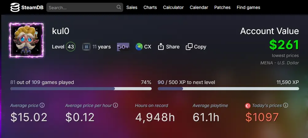 TERTEMİZ VAC'SIZ 11 YILLIK EMEK STEAM HESABI